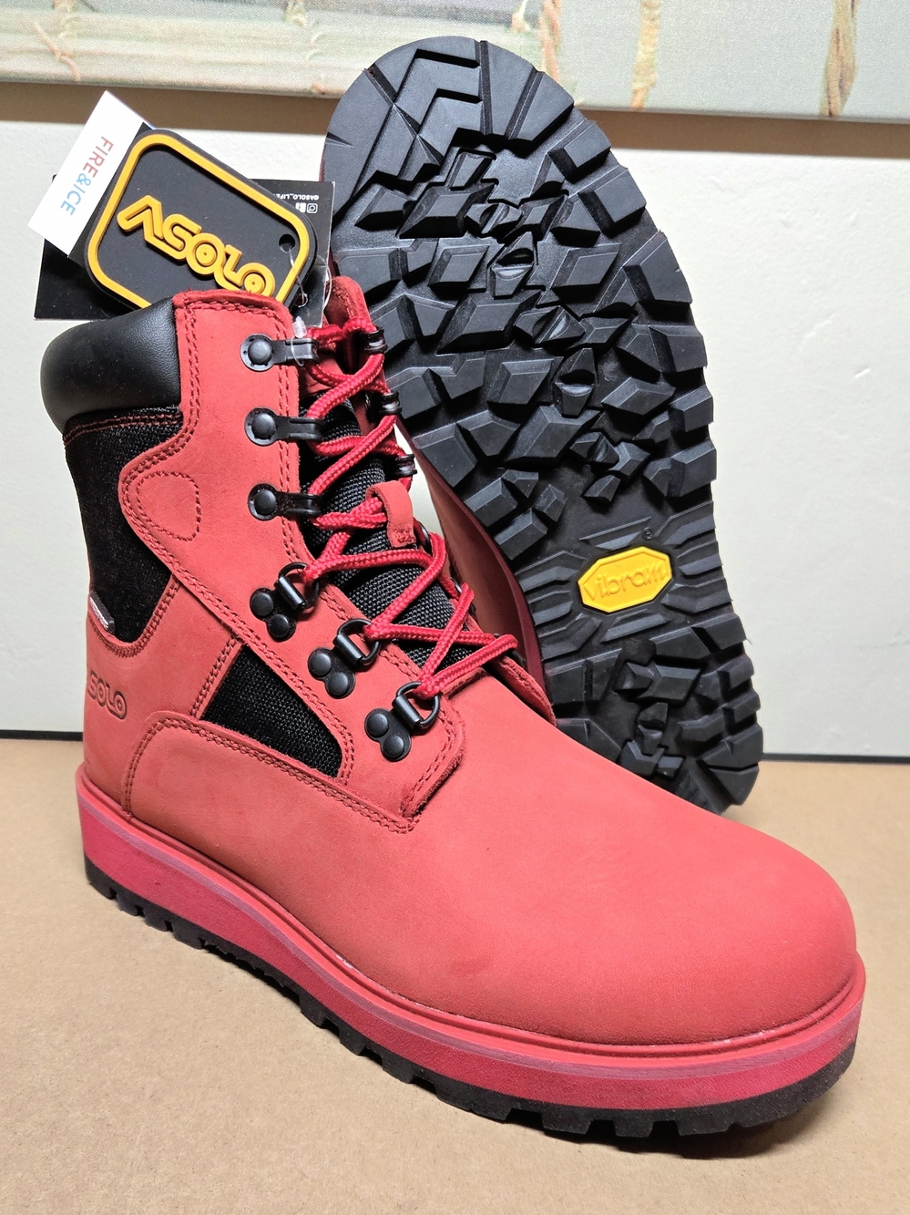 NEW $225 Asolo Mens 11 - Welt Mid 6” Waterproof Lace Up Boot Work & Casual - Red